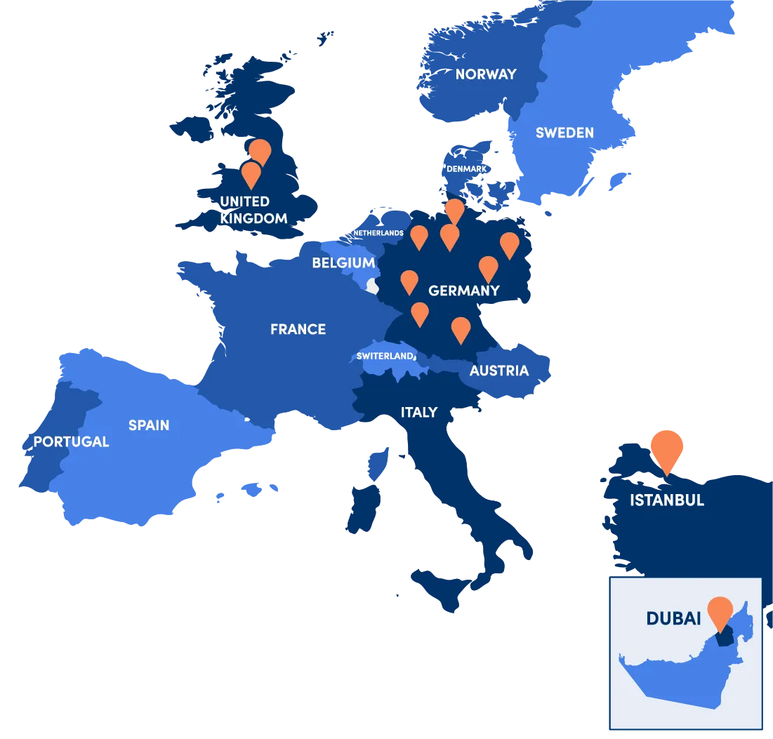 L'image montre une carte du monde avec toutes les cliniques Elithair et les points de contact internationaux