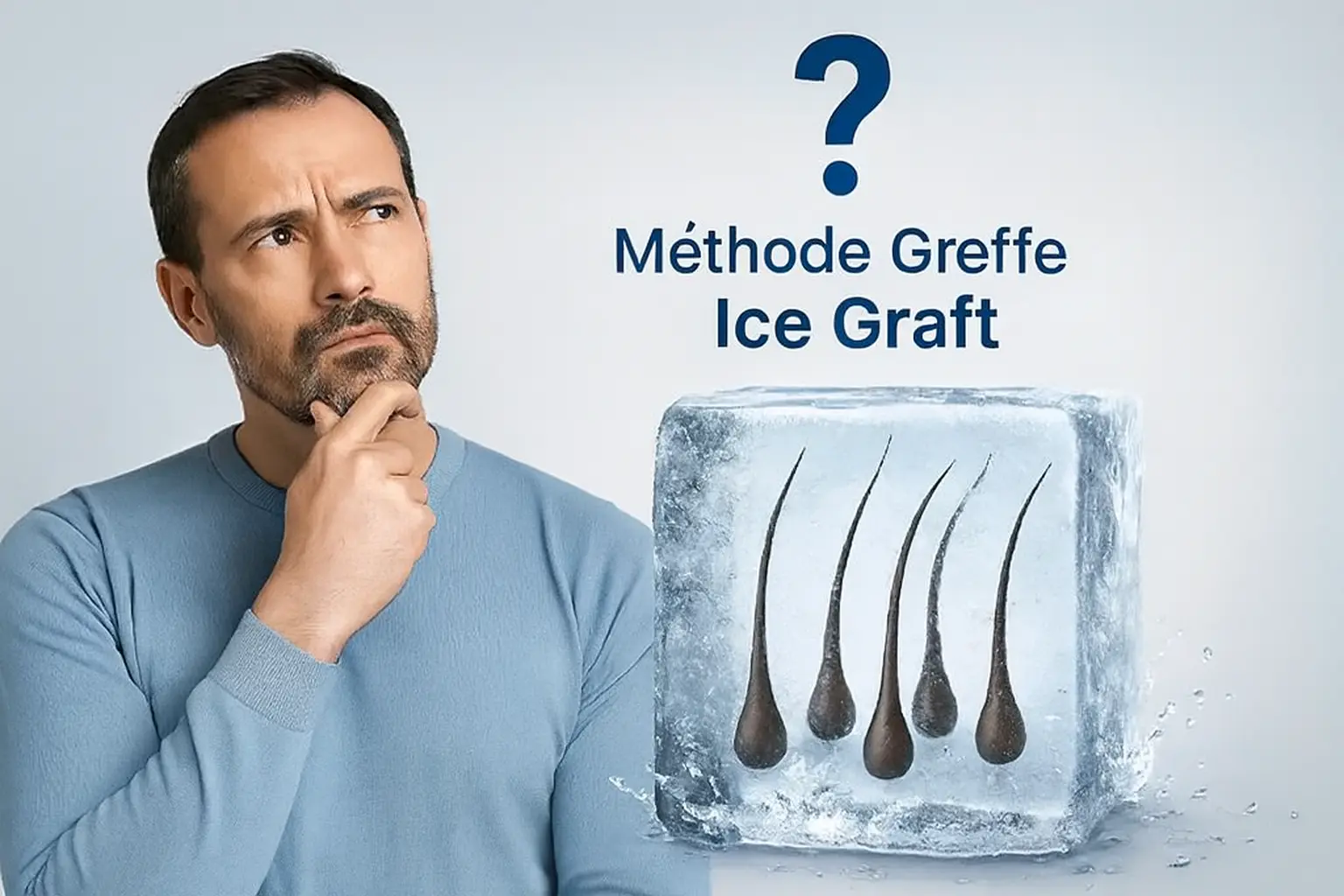 Homme pensif sur la méthode Ice Graft avec des greffons congelés