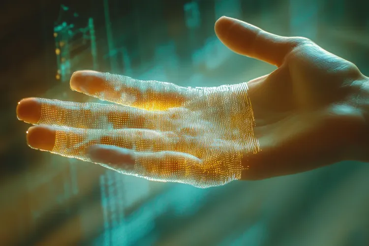 Main partiellement visible et humide