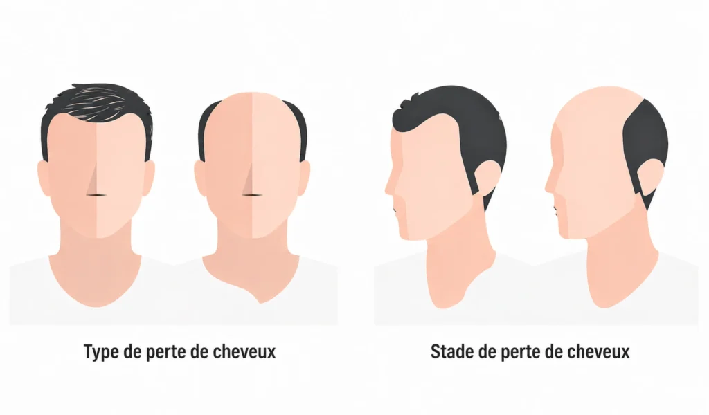 Schéma explicatif montrant les différents niveaux de perte capillaire chez l’homme